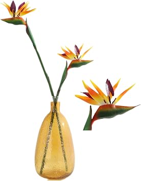 Large Bird of Paradise 32 Inch Permanent Flower,Flower stem 0.3 Inch,Flower Part is Made of Soft Rubber PU,Artificial Flower Plants Flower Arrangement for Home Office 2 PcsYellow