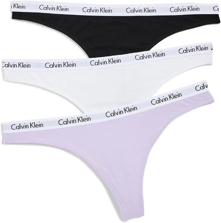 Calvin Klein Women's Carousel Logo Cotton Thong Multipack Panty