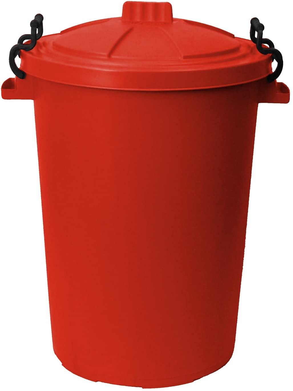 JMS we create smile 50L 50 Litre Heavy Duty Plastic Clip Lock Lid Bin - Single Bin - for Indoor or Outdoor Use for Collection of Rubbish, Waste or Storage of Animal (Red)