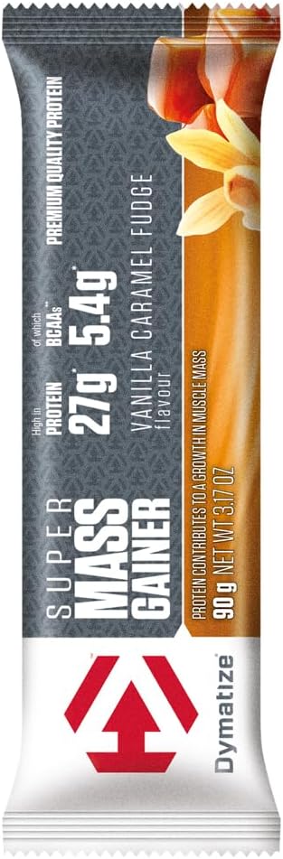 Dymatize Super Mass Gainer Bar Vanilla Caramel Fudge - High Protein Weight-Gainer Bar + Whey and Casein Protein