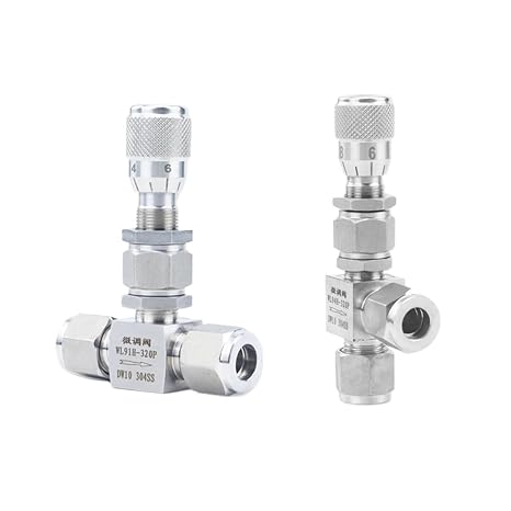 3/4/6/8/12mm 1/16" 1/8" 1/4" 3/8" Stainless Steel 304 Needle Valve Micro Flow Regulating Metering Valve Controller Water Gas(1/8",HIGH Precision_Straight)