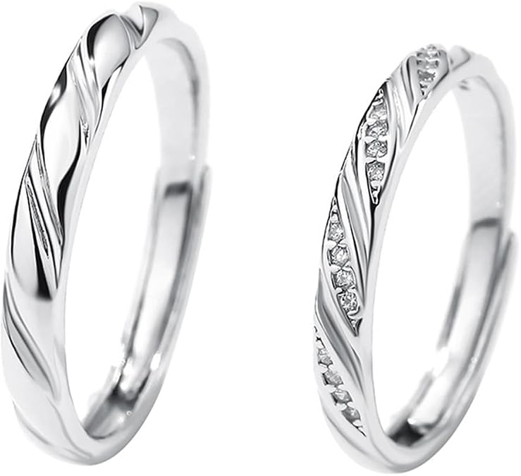 Wedding Ring Bands for Women Ring Sterling Silver Unique 999 Elegant Twill Adjustable Fashion for Couple Wife Mothers Day Jewelry