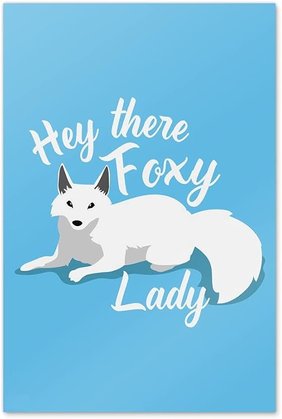Hey There Foxy Lady White Fox Wall Art Picture Paper Poster Decor Home