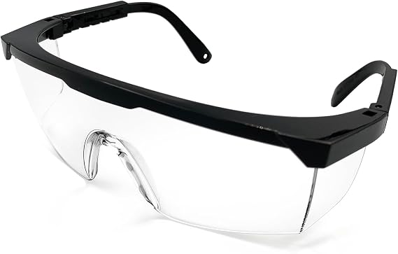 UV Protective Safety Glasses/Goggles for Yard Work, Gardening, Lawn Mowing, Weed Whacking, Hedge Trimming; Carpentry Construction, Power Tool work, Lab work Adjustable Temples, Anti-Fog Lens