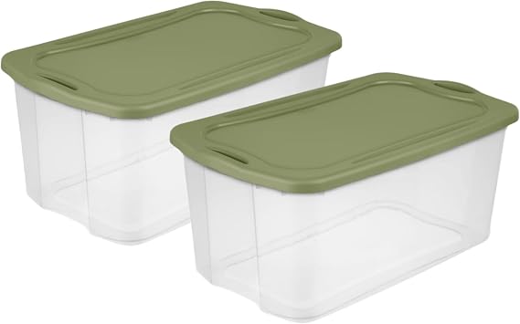 2-Pack 120qt Clear Storage Bins, Lids, Stackable with Full-Grip Handles