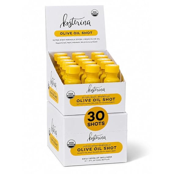 Kosterina Extra Virgin Olive Oil Shots, Organic Cold-Pressed (30 Day) | Polyphenol Rich EVOO, 30 Daily Shots, Powerful Antioxidants that Support Heart, Gut, Metabolic, Skin, and Immune Health