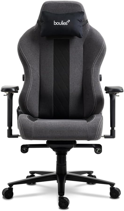 boulies Master Gaming Chair, Ergonomic Office Chair for Adults with 4D Armrests, Comfortable Computer Chair for Home with Adjustable 4-Way Built-in Lumbar Support (Charcoal Grey, Standard)