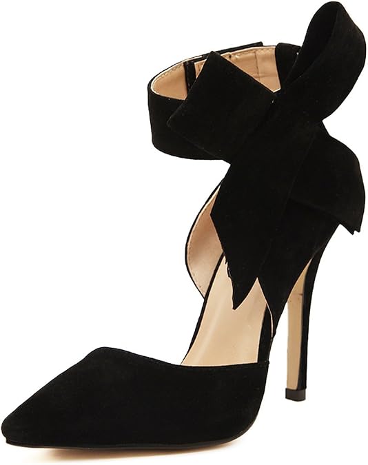 MAIERNISI JESSI Women's Pointy Toe High Heel Stiletto Big Bowknot Pumps