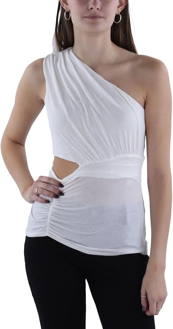 BCBGMAXAZRIA Women's One Shoulder Neck Pullover Cutout Jersey Top