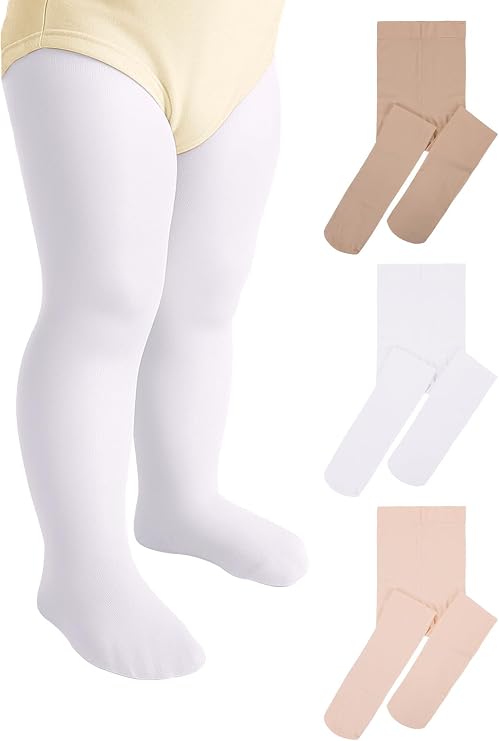 Zando 3 Pairs Toddler Ballet Tights for Girls Soft Footed Dance Tights