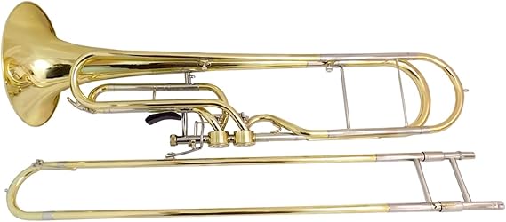 Student F Key Contrabass Trombone with Case and Mouthpiece, Yellow Brass, Lacquer Silver Plated