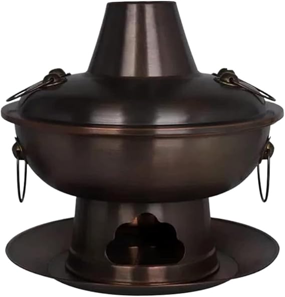 Chinese Charcoal Hotpot Copper Hot Pot Thickened Pure Purple Copper Multi-Person Hot Pot Mongolian Hot Pot Cookware for Family Copper Hot Pot(38cm)