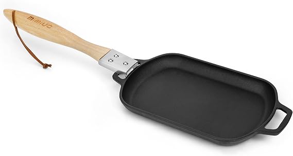 Mimiuo Non-Stick Cast Iron Griddle Pan with Detachable Handle, 36 * 20 CM