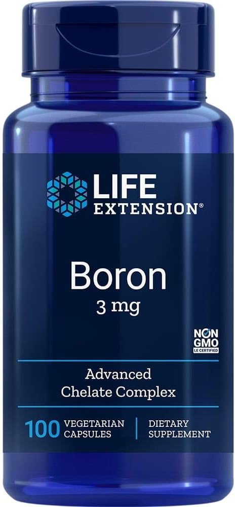 Life Extension Boron 3 mg with Vitamin B2, 100 Capsules | With Vitamin B2, Supports Healthy Bones, Bone Metabolism & Immune Function, Gluten Free, Non-GMO & Vegetarian