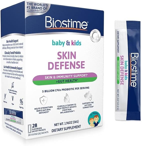 Biostime Baby & Kids Skin Defense | Helps Protect from Skin Inflammation | 5 Billion CFUs | Gut Support | Clinically Tested Probiotics Strains | 28 Sachets