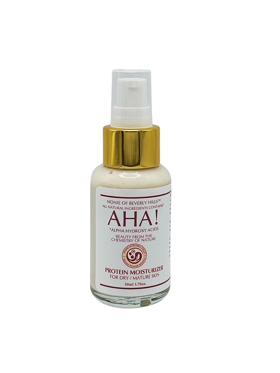 Nonie AHA Protein Moisturizer for Dry Skin Rejuvenating Protein Cream with Alpha Hydroxy Acids 100% Natural & Vegan Ingredients Gentle USA Made