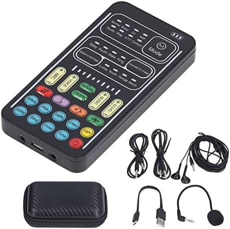 I9 Voice Changer Set, Portable Sound Board Voice Changer with LED Lights, Multifunction Mini Live Broadcast Voice Disguiser, 8 Different Sounds/Effects, for Phone PC Laptops