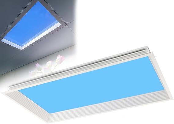 Smart Blue Sky Ceiling Light, Recessed LED Skylight Ceiling Lamps with Remote Control, Adjustable Color Temperature, Aluminum Alloy, Natural Light Effect, for Living Room, Office(300x1200mm) [Energy Class A+]