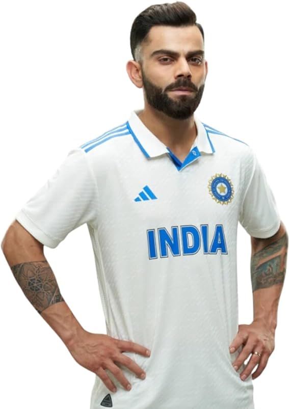 adidas India Cricket Test Jersey Men (US, Alpha, Small, Regular, Regular, White)