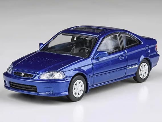 Paragon Models 1:64 Scale 1999 Honda Civic Si Coupe EM1 Electron Blue Pearl (Wingless)