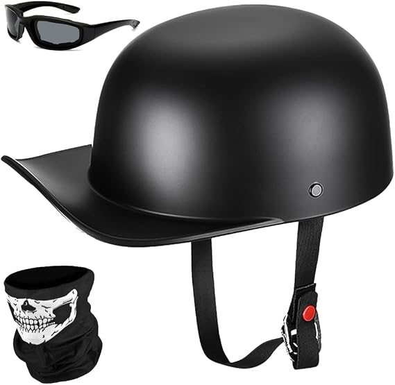 Yesmotor Baseball Motorcycle Helmet Half Cap for Bike Cruiser Chopper Moped Scooter- Dot Approved