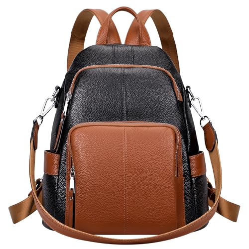 ALTOSY Soft Leather Backpack Purse For Women -theft Backpacks Versatile Shoulder BagS81 BlackBrown