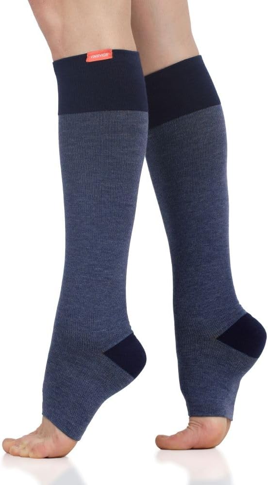 VIM & VIGR 20-30 mmHg Cotton Open-Toe Compression Socks