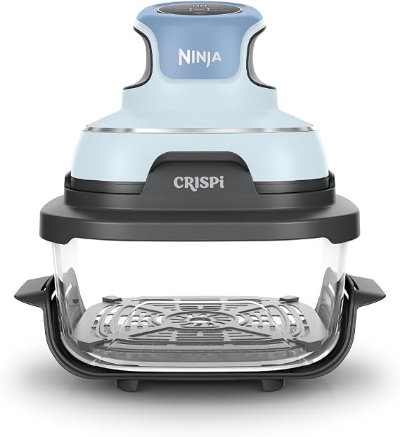 Exclusive Ninja Ninja Crispi FN100JBLNR Automatic Cooker, 3 Cooking Modes Crisp/Bake/Roast/Licrisp, Boil, Bake/Steam, Stir-fryer, Boil, Hot Air Cooking, Non-Fryer, Blue