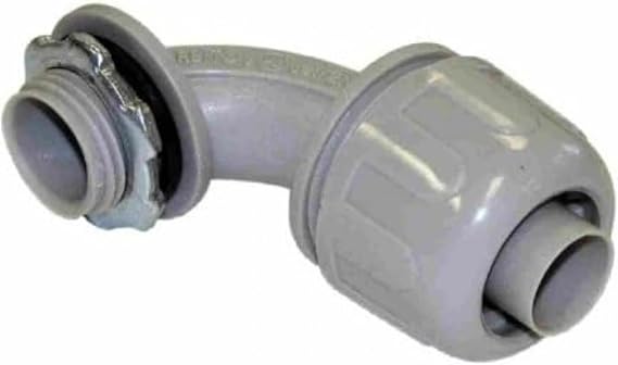 Ark Lighting Non-Metallic Liquid Tight 90 Connector 1/2" - Liquid Tight Connector for PVC Conduit Fittings & PVC 90 Degree Elbow Systems | Durable Design or Secure Electrical Installations Setup