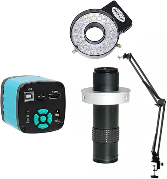 4K 48MP 1080P HDMI USB Industrial Video Microscope Camera 130X Zoom C Mount Lens Cantilever Stand for Digital Image Acquisition (Color : Full Set)