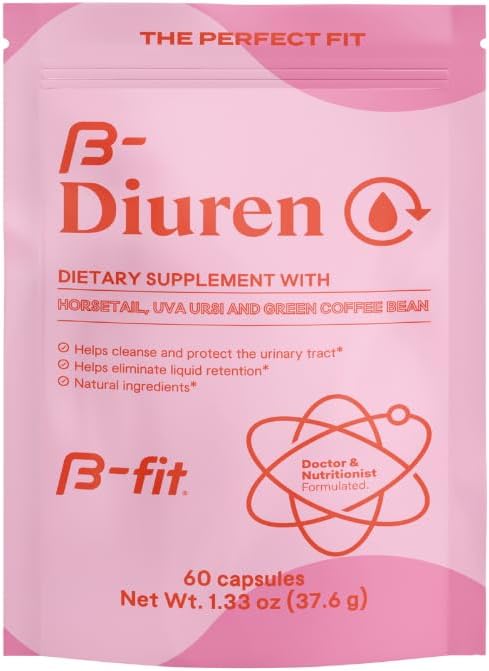 B-FIT B Diuren Diuretic Capsules, Caffeine Horsetail Uva Ursi, 60 Capsules
