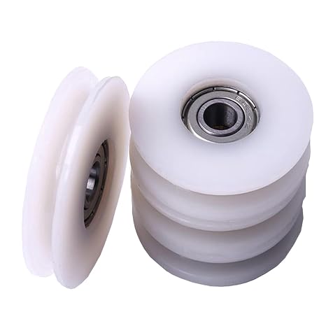 U Groove Pulley Bearing Track Roller Wheel Bearing Nylon Round High Carbon Steel Pulley , 4 Pieces ,8x46.5x10mm