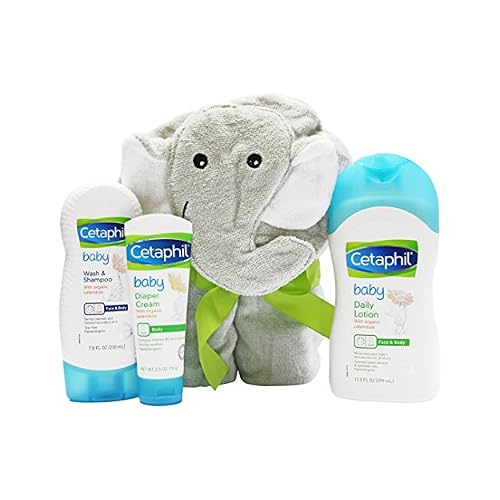 Cetaphil Baby Sensitive Skin Bath Time Essentials Gift Set with Elephant Hoodie Towel