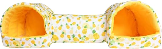 Guinea Pig Tunnel Hamster Hideout, Guinea Pig Bed Small Animal House for Small Pets Mice, Yellow pineapple