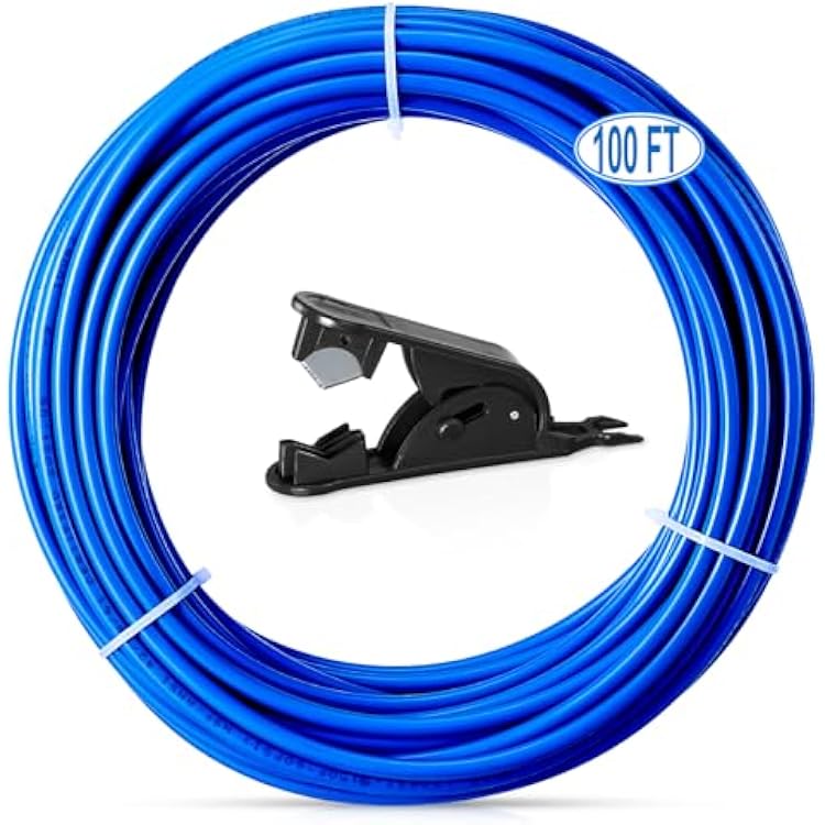 100FT 14 Inch O.D.RO Water Tubing,NSF Certified Pipe for ROReverse Osmosis Water Purifier Filter System,BPA free Flexible Plastic HoseblueTube Cutter