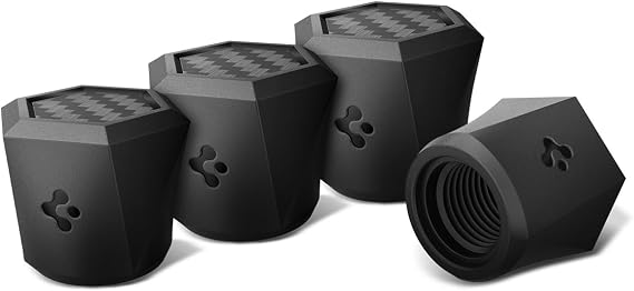 Spigen Tüm Araçlar İle Uyumlu Lastik Sibop Kapağı (4 Adet) Edition Design Tire Valse Stem Caps Siyah VS100 - ACP09331