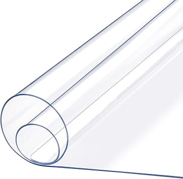 Clear PVC Table Cover Protector 1.0mm Thick Water Resistant Plastic Rectangular Non-Slip Desk Pad for Coffee Table/Writing Desk,Transparent Floor Mats Chair Mat (Size : 20x64in/50x160cm)