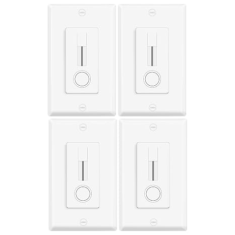 4 Pack LED Slide Dimmer Switch No Neutral Wire Required, Single Pole ETL