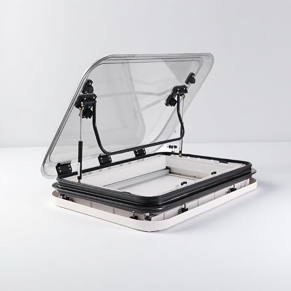 RV Caravan Roof Vent, Rv Sunroof Large Caravan Camper Roof Window Vent Kit w/LED Lights, Universal RV Motorhome Skylight Roof Vent Hatch with Nets&Sunshade,500x500mm