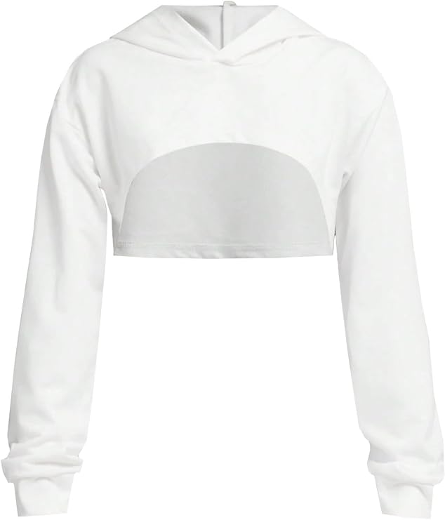 Girls Crop Tops Hoodies Long Sleeve Pullover Soft Casual Cute Kids Sweatshirts