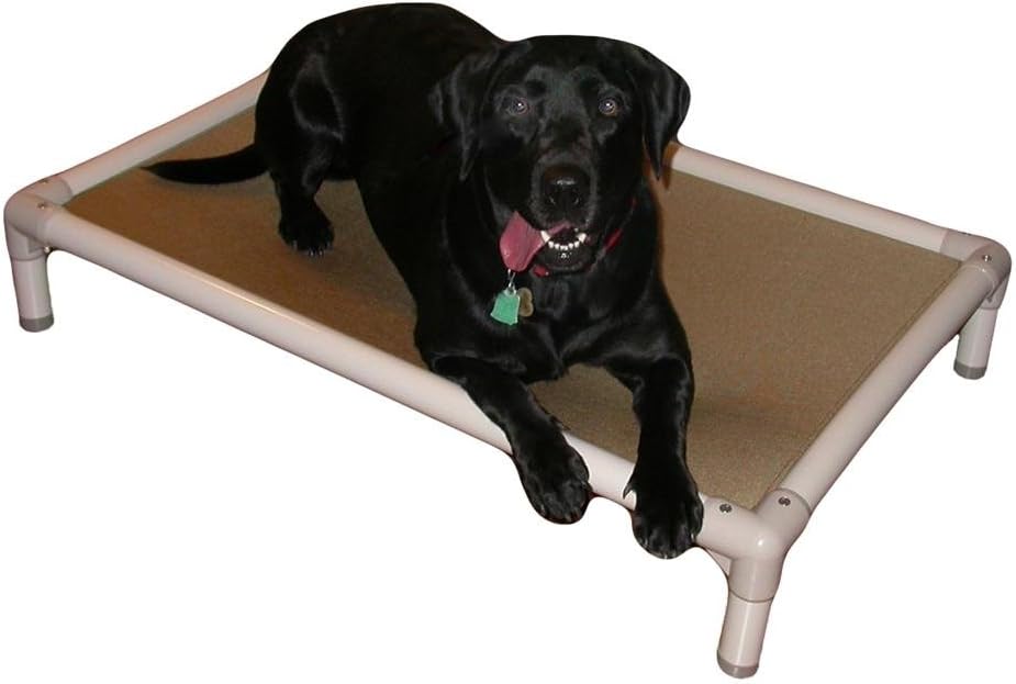 Kuranda Chewproof Elevated Pet Bed - Almond PVC - 44 x 27 - Heavy Duty Vinyl - Royal Blue