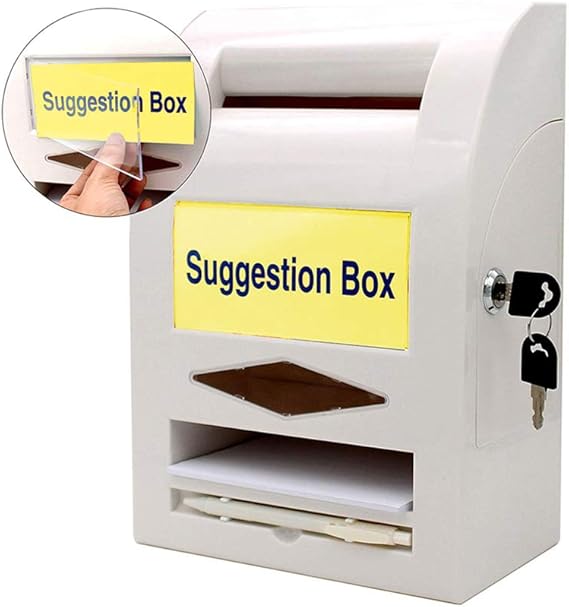 Locking Suggestion Box with Pen for Wall or Countertop, 6 Tag Options