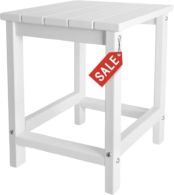 GARDENSTAR Adirondack Side Table Outdoor, HDPE Small Outdoor Table for Patio,Outside End Table for Porch, Deck, Pool, Weather Resistant/Easy Maintenance/Indoor or Outdoor Use, White