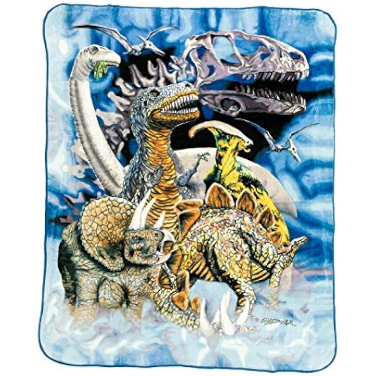 Crover Plush Raschel Mink Blanket Dinosaur 100% Polyester Queen Size 79x95