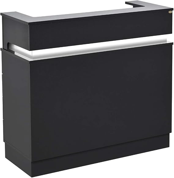 DIR Led Illuminated Reception Desk Reception Area Counter - Langara - Metoer Black (with Sparkles)
