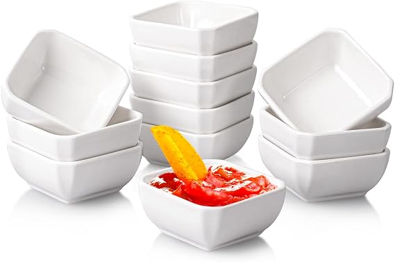 Taeochiy 12 Pack Ceramic Dipping Bowls, 3 Oz Soy Sauce Dish, Small Dip Bowls Set for Sauce, Side Dish, Condiments, Sushi, Ramekins Oven Safe