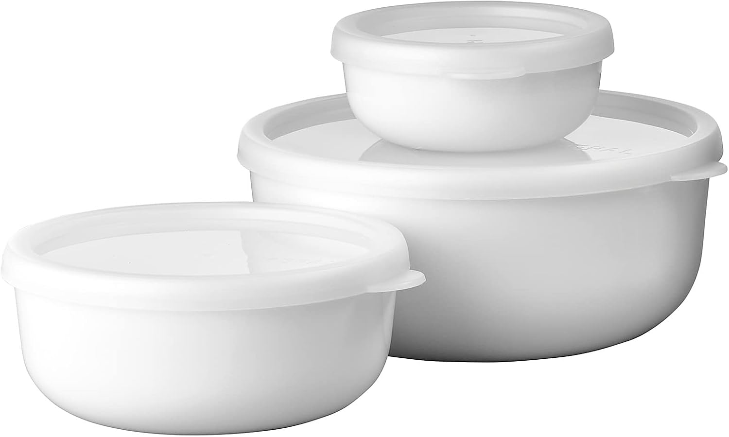 Mepal Lumina saklama kutusu, 3 parçalı set, buzdolabı, derin dondurucu, buharlı pişirme ve mikrodalga fırın için kapaklı saklama kapları, 250 ml, 750 ml ve 1500 ml – beyaz