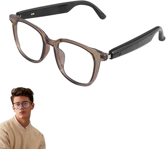 Smart Glasses for Women Men, Bluetooth Glasses with Photochromic Lenses Touch Control Voice Assistant for Clear Audio Remote Photography, Perfect for Indoor Outdoor (Brown Frame)