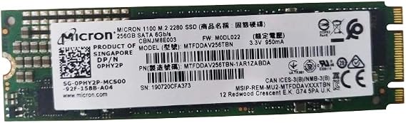 Micron 256GB M.2 2280 NGFF SSD (Solid State Drive) 3D NARD TLC SATA III (MTFDDAV256TBN)