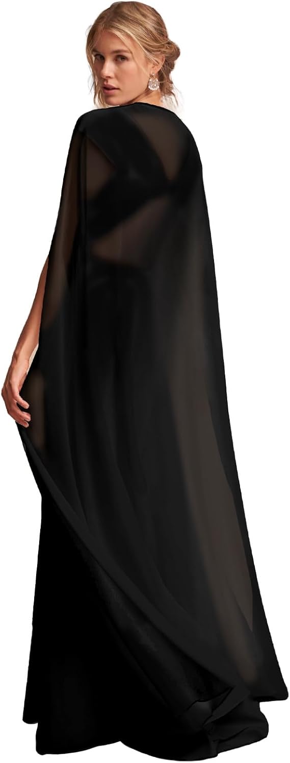 Bridal Wedding Capes Veils Chiffon Bridal Wraps Cathedral Length Wedding Cloak with Arm Hole